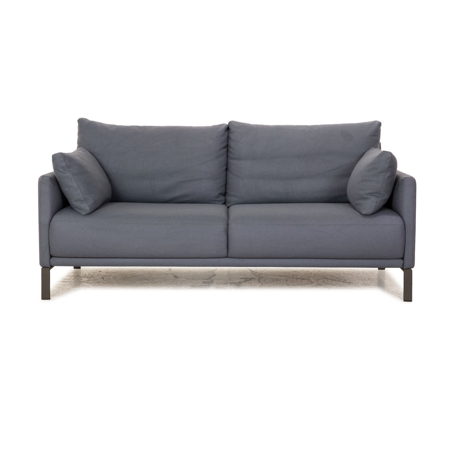 Rolf Benz Cara Fabric Two Seater Blue Gray Sofa Couch