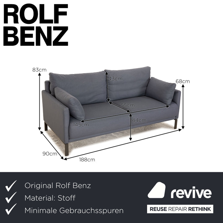 Rolf Benz Cara Stoff Zweisitzer Blau Grau Sofa Couch