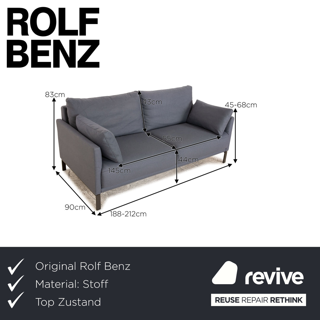 Rolf Benz Cara Fabric Two Seater Blue Gray Sofa Couch Manual Function