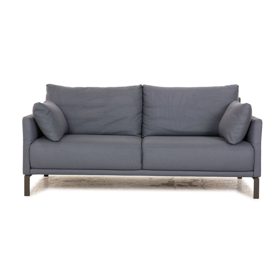 Rolf Benz Cara Fabric Two Seater Blue Gray Sofa Couch Manual Function