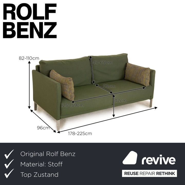 Rolf Benz Cara fabric two-seater green manual function sofa couch