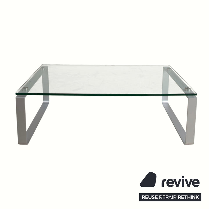 Rolf Benz Couchtisch Glastisch Glas Chrom Silber Grau