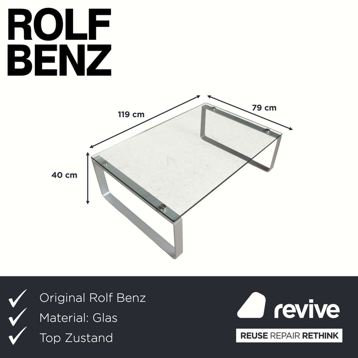 Rolf Benz Couchtisch Glastisch Glas Chrom Silber Grau