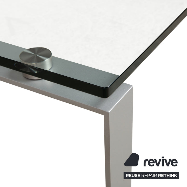 Rolf Benz Couchtisch Glastisch Glas Chrom Silber Grau