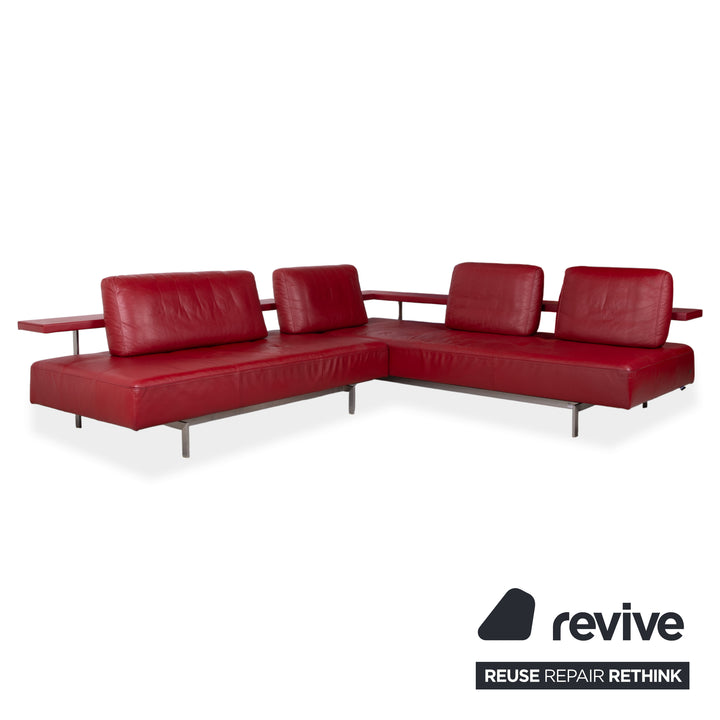Rolf Benz Dono 6100 Garnitur Leder Ecksofa Hocker Rot Sofa Couch manuelle Funktion