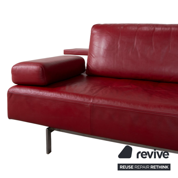 Rolf Benz Dono 6100 Ensemble cuir canapé d'angle pouf rouge fonction manuelle