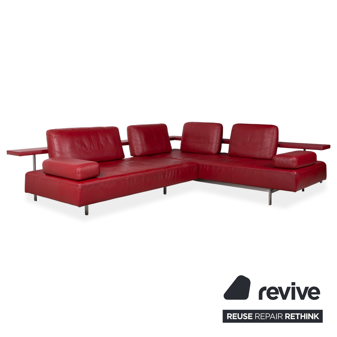 Rolf Benz Dono 6100 Garnitur Leder Ecksofa Hocker Rot Sofa Couch manuelle Funktion