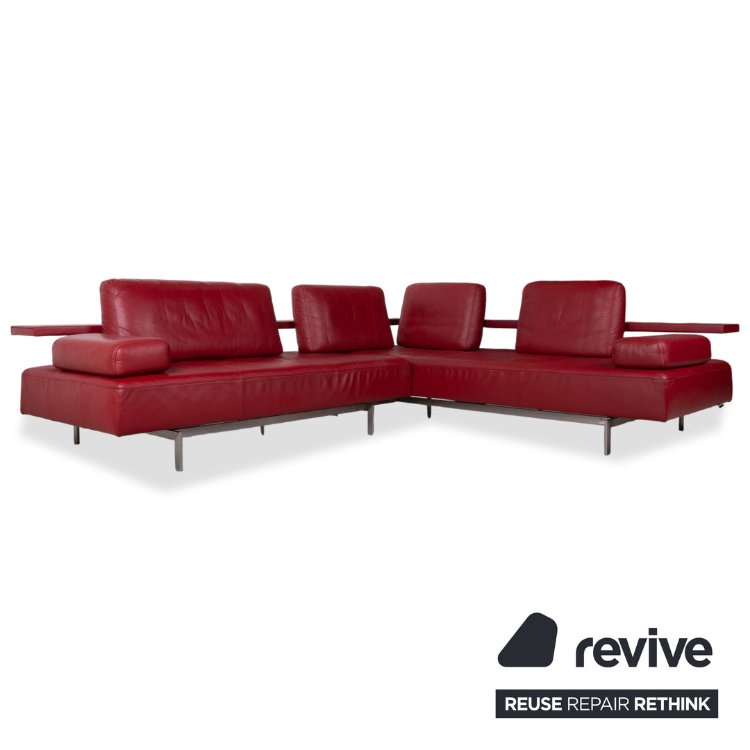 Rolf Benz Dono 6100 Garnitur Leder Ecksofa Hocker Rot Sofa Couch manuelle Funktion