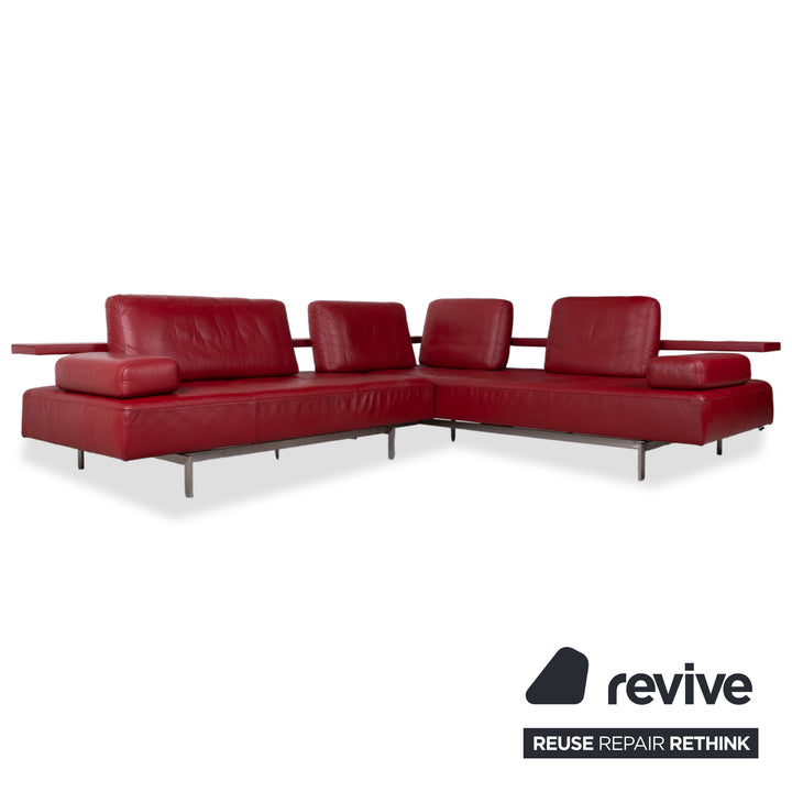 Rolf Benz Dono 6100 Garnitur Leder Ecksofa Hocker Rot Sofa Couch manuelle Funktion