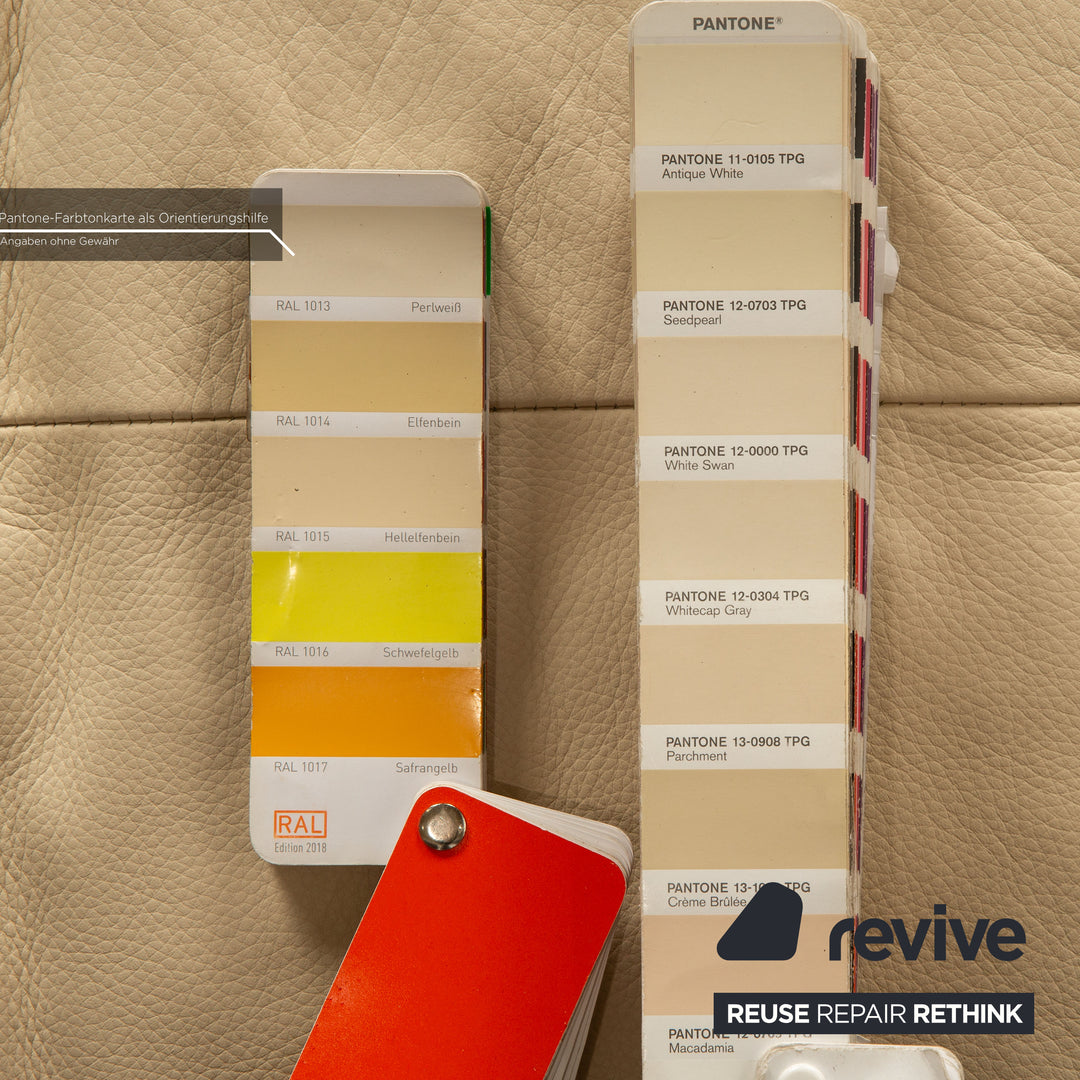 Rolf Benz Dono 6100 leather three-seater beige sofa couch manual function