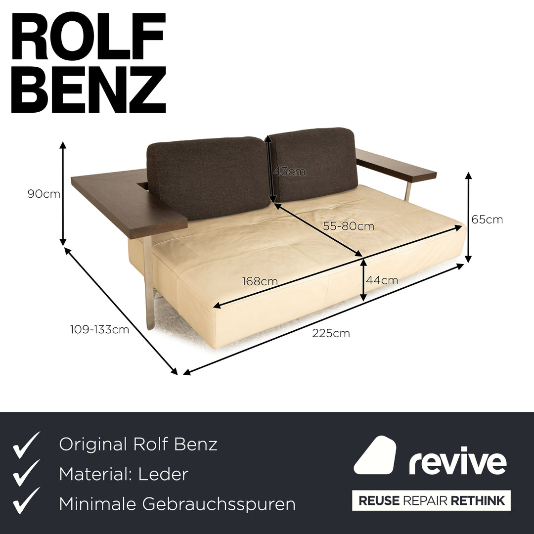 Rolf Benz Dono 6100 leather three-seater beige sofa couch manual function