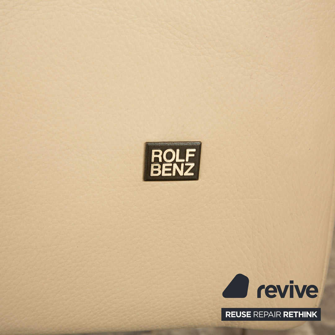 Rolf Benz Dono 6100 leather three-seater beige sofa couch manual function
