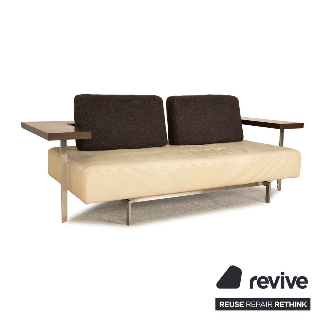 Rolf Benz Dono 6100 leather three-seater beige sofa couch manual function