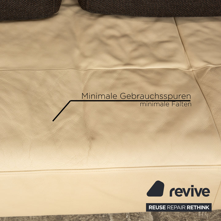 Rolf Benz Dono 6100 Leder Dreisitzer Beige Sofa Couch manuelle Funktion