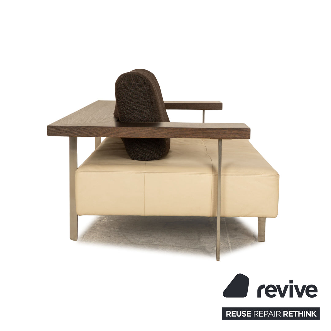 Rolf Benz Dono 6100 leather three-seater beige sofa couch manual function