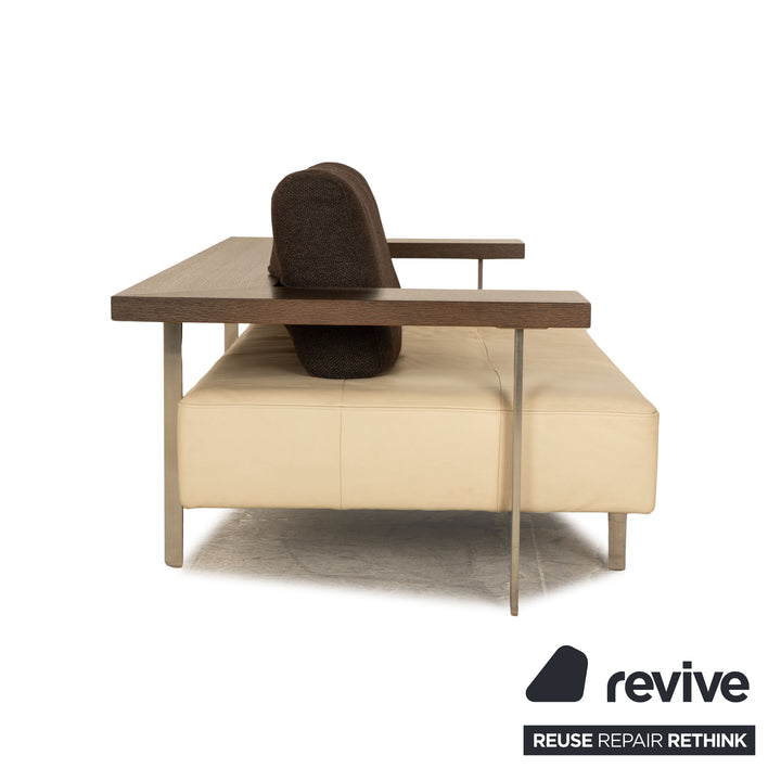 Rolf Benz Dono 6100 leather three-seater beige sofa couch manual function