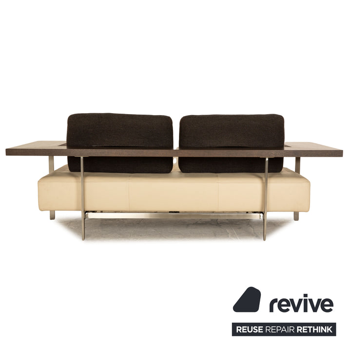 Rolf Benz Dono 6100 leather three-seater beige sofa couch manual function