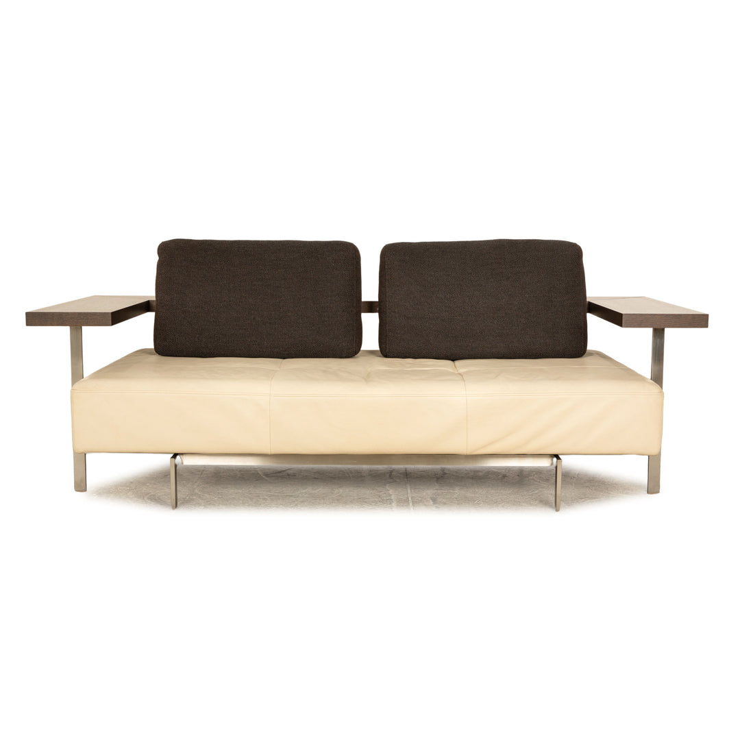 Rolf Benz Dono 6100 leather three-seater beige sofa couch manual function