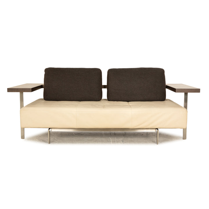 Rolf Benz Dono 6100 leather three-seater beige sofa couch manual function