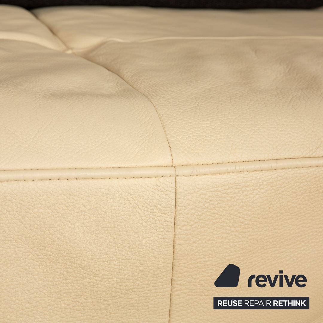 Rolf Benz Dono 6100 leather three-seater beige sofa couch manual function