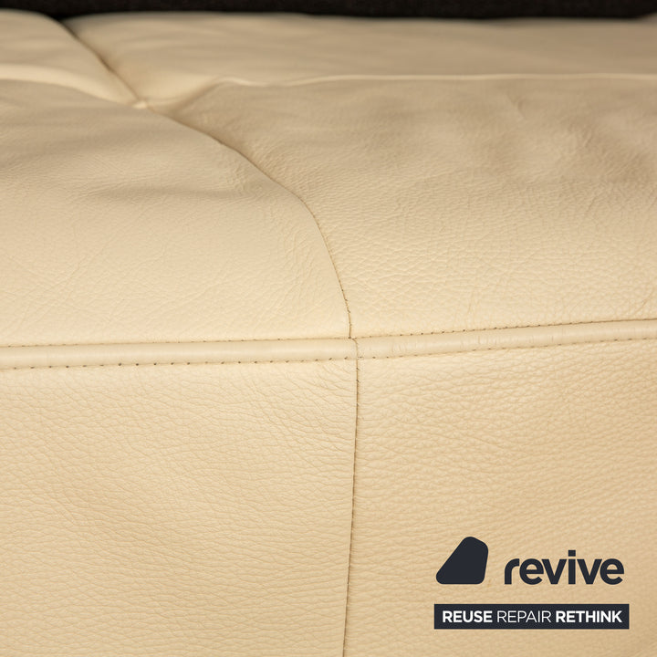 Rolf Benz Dono 6100 leather three-seater beige sofa couch manual function