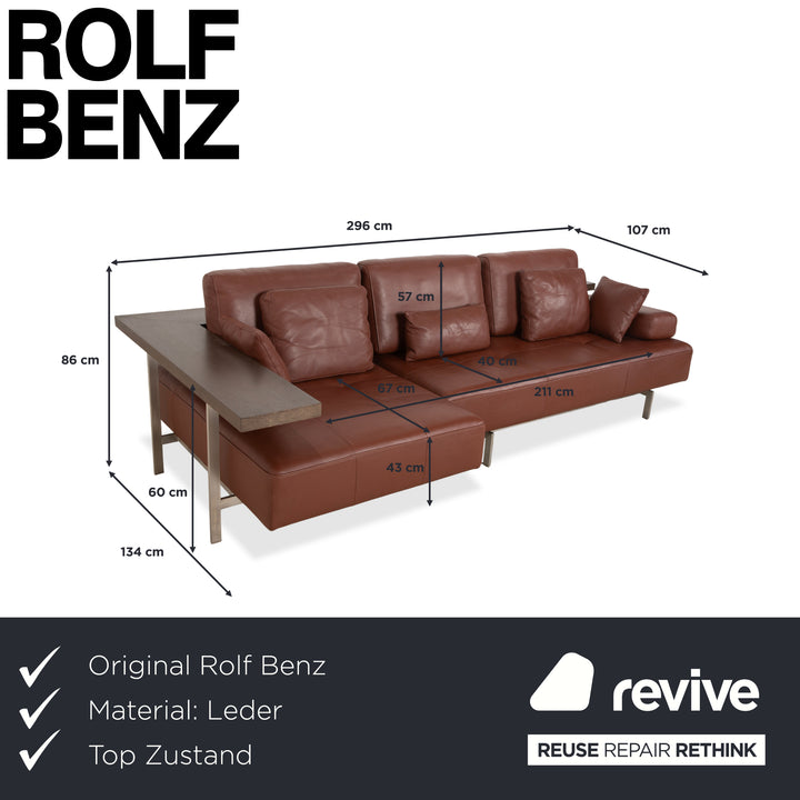 Rolf Benz Dono 6100 Leder Dreisitzer Braun Cognac Kastanie Sofa Couch