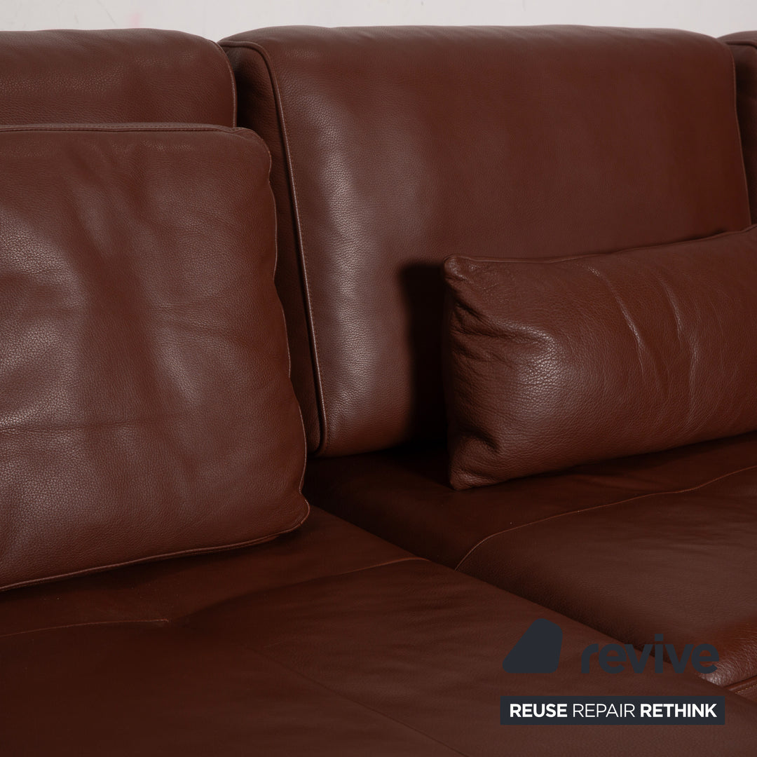 Rolf Benz Dono 6100 Leder Dreisitzer Hocker Braun Cognac Kastanie Sofa Couch