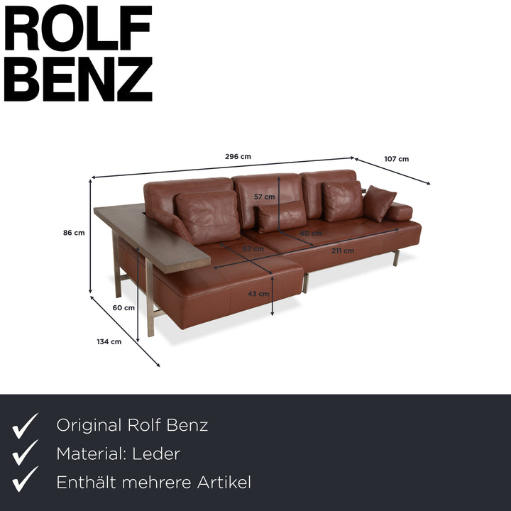 Rolf Benz Dono 6100 Leder Dreisitzer Hocker Braun Cognac Kastanie Sofa Couch