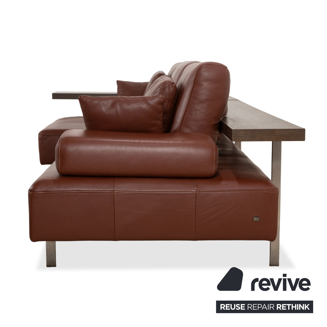 Rolf Benz Dono 6100 Leder Dreisitzer Hocker Braun Cognac Kastanie Sofa Couch