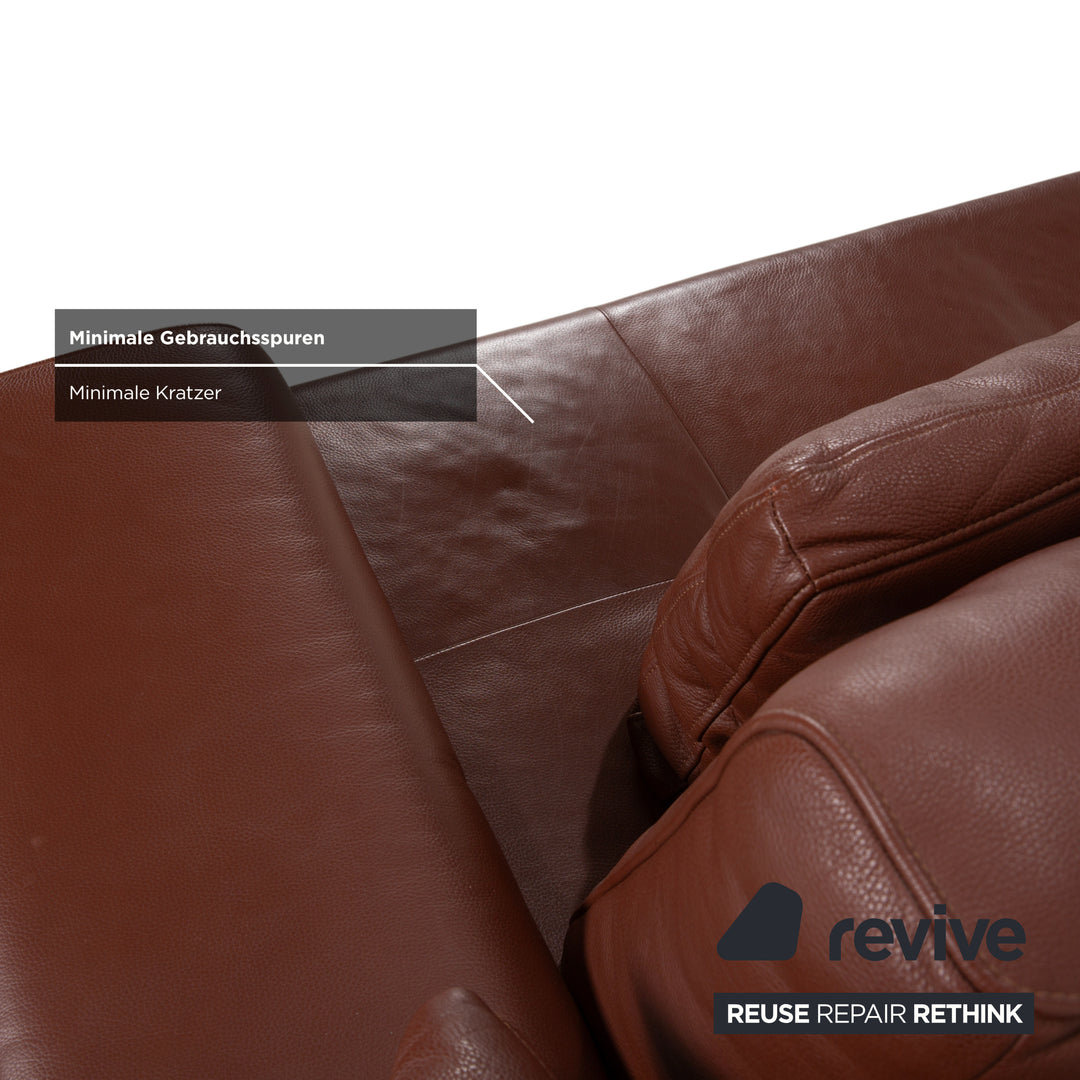 Rolf Benz Dono 6100 Leder Dreisitzer Hocker Braun Cognac Kastanie Sofa Couch