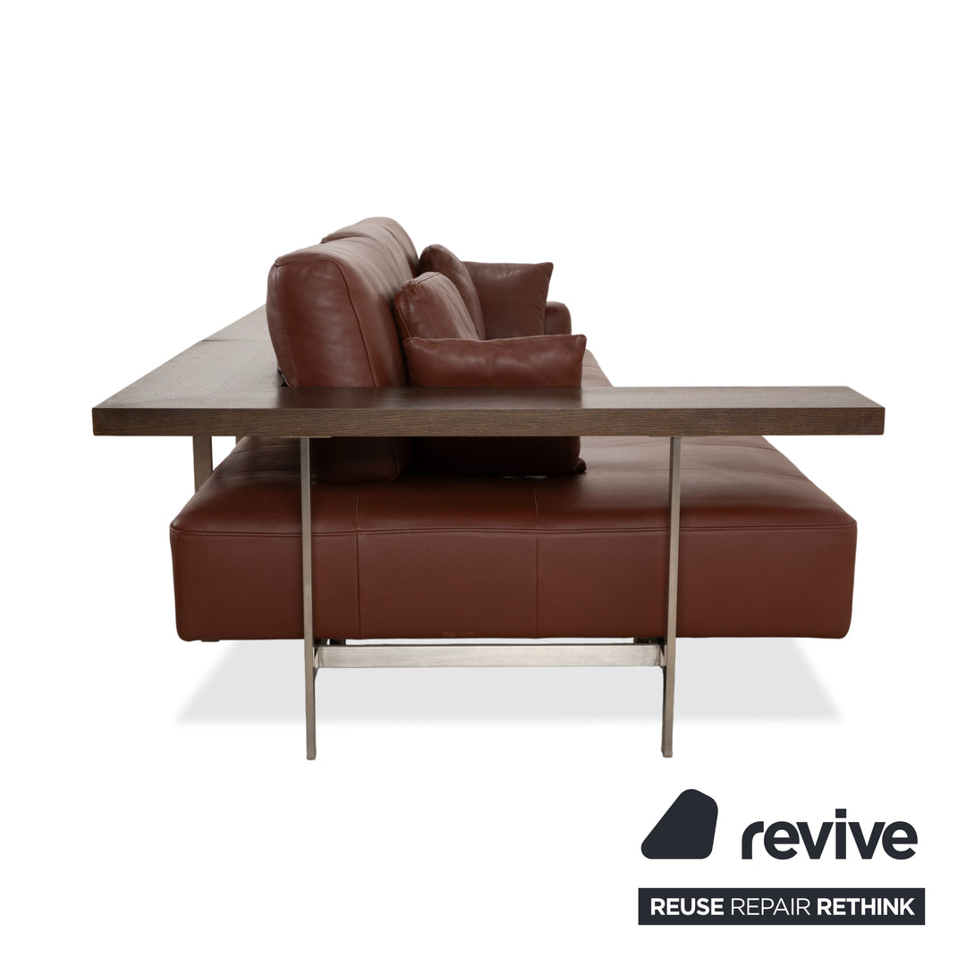 Rolf Benz Dono 6100 Leder Dreisitzer Hocker Braun Cognac Kastanie Sofa Couch