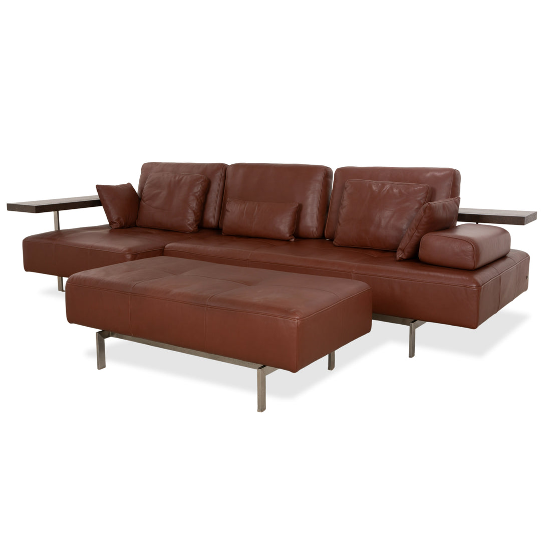 Rolf Benz Dono 6100 Leder Dreisitzer Hocker Braun Cognac Kastanie Sofa Couch