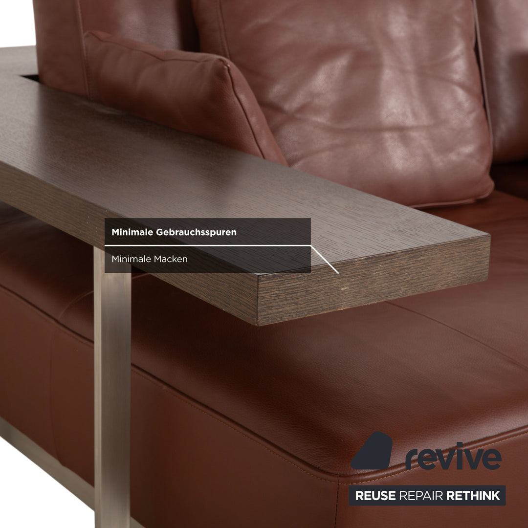 Rolf Benz Dono 6100 Leder Dreisitzer Hocker Braun Cognac Kastanie Sofa Couch
