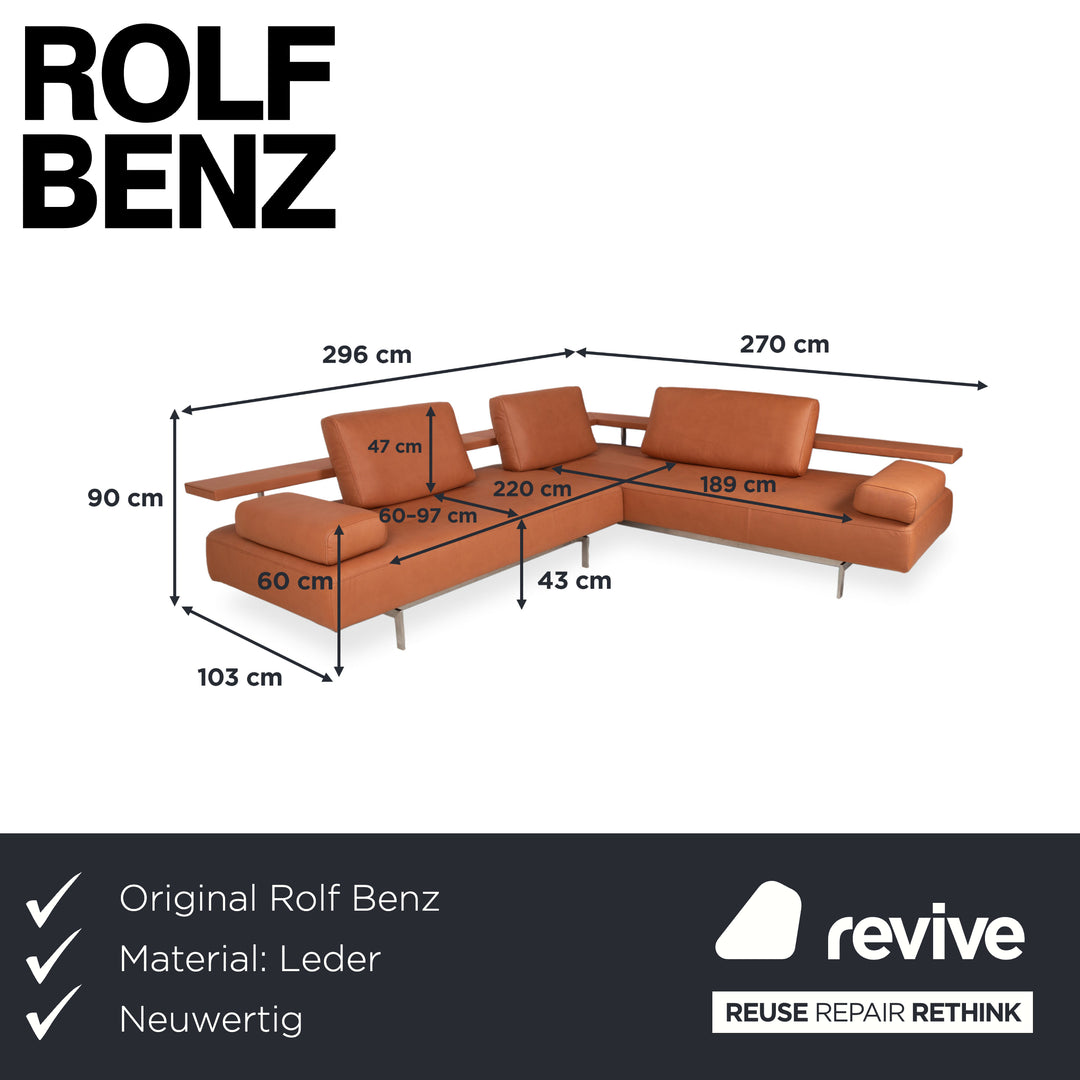 Rolf Benz Dono 6100 Leder Ecksofa Orange Terrakotta Sofa Couch