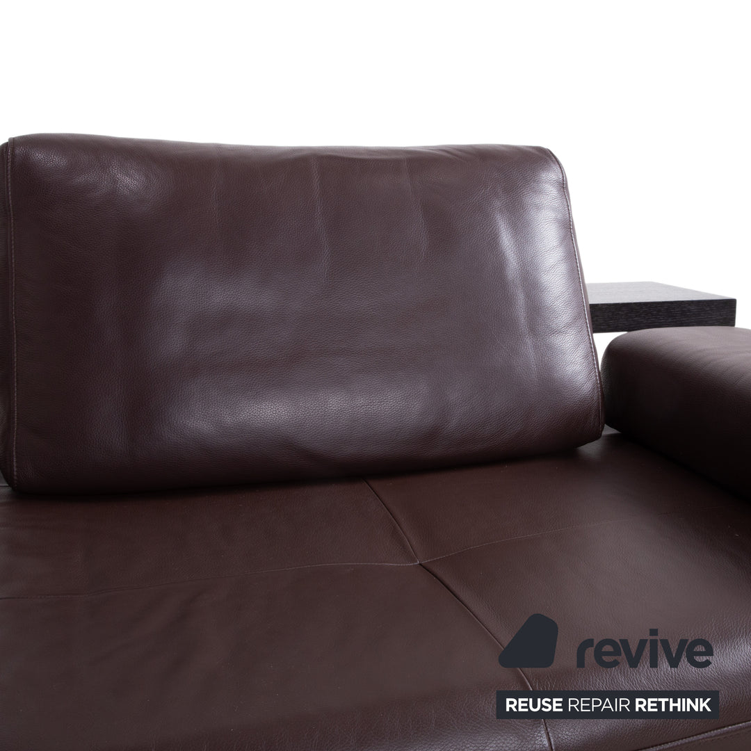 Rolf Benz Dono 6100 Canapé d'angle en cuir marron Canapé fonction manuelle