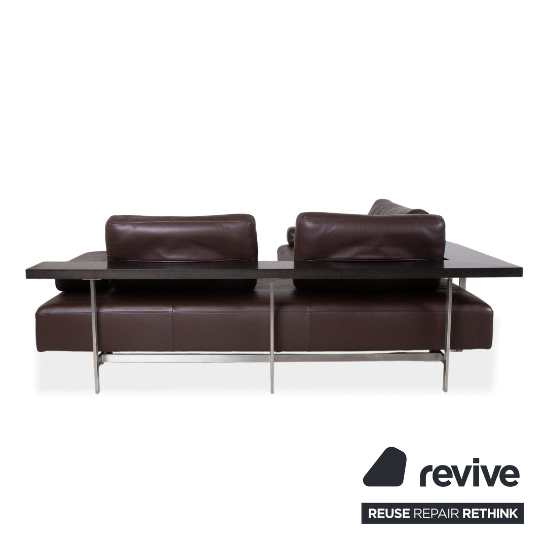 Rolf Benz Dono 6100 Canapé d'angle en cuir marron Canapé fonction manuelle