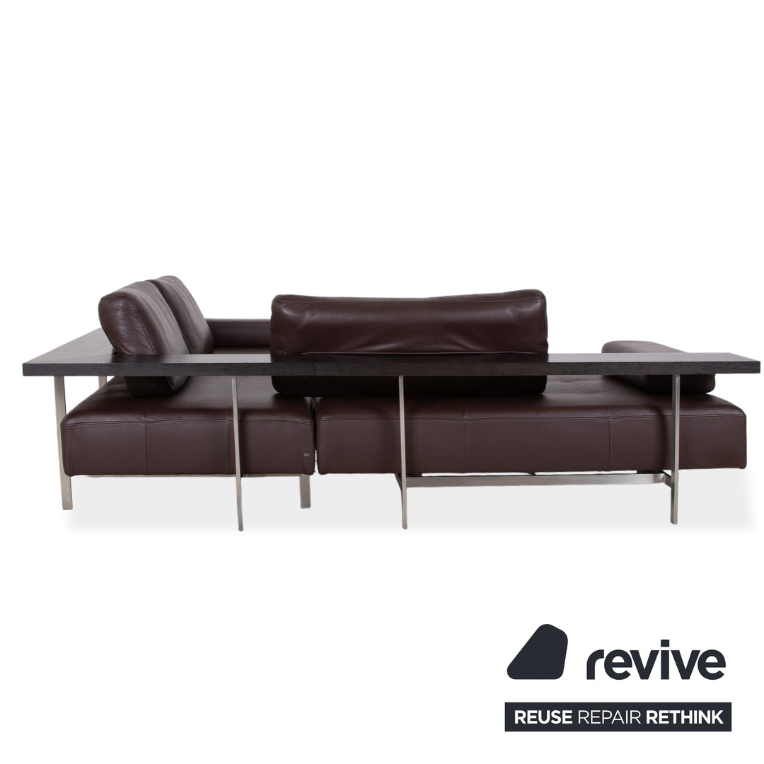 Rolf Benz Dono 6100 Canapé d'angle en cuir marron Canapé fonction manuelle