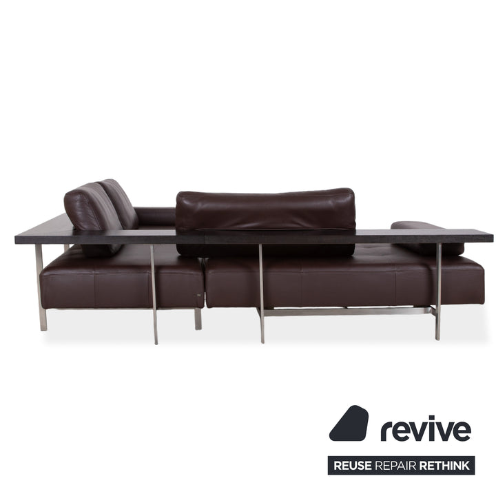 Rolf Benz Dono 6100 Canapé d'angle en cuir marron Canapé fonction manuelle