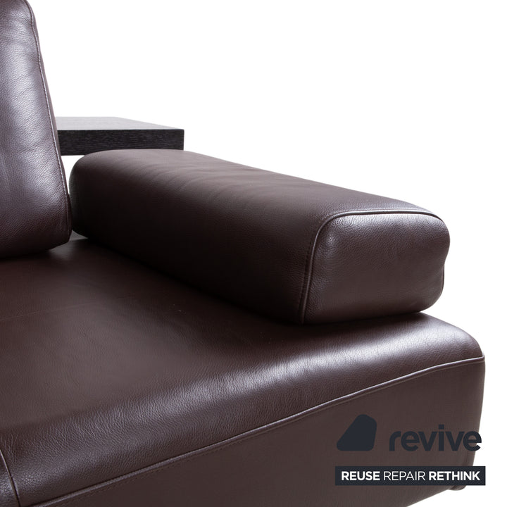 Rolf Benz Dono 6100 Canapé d'angle en cuir marron Canapé fonction manuelle