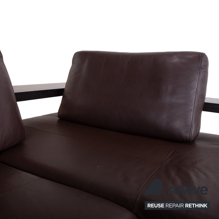 Rolf Benz Dono 6100 Canapé d'angle en cuir marron Canapé fonction manuelle