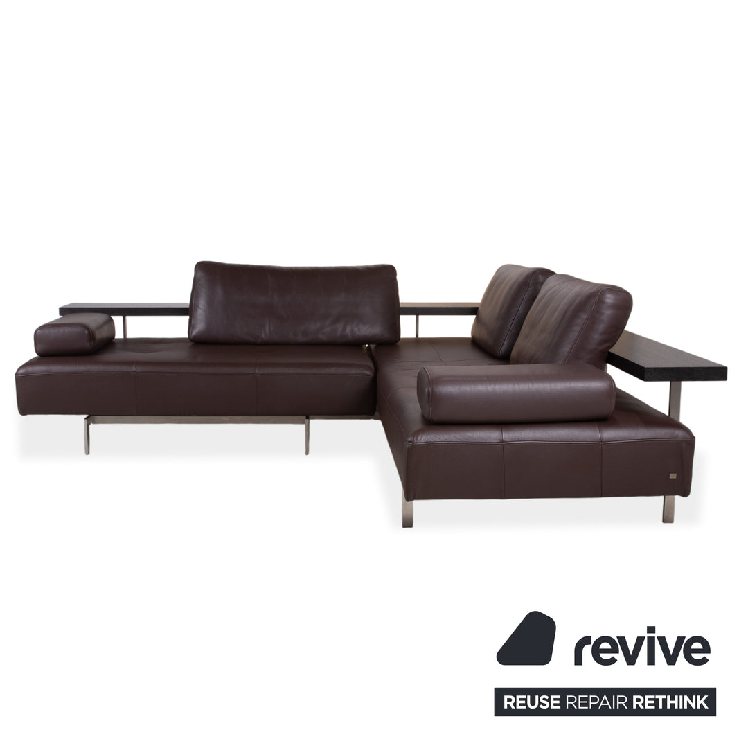 Rolf Benz Dono 6100 Canapé d'angle en cuir marron Canapé fonction manuelle