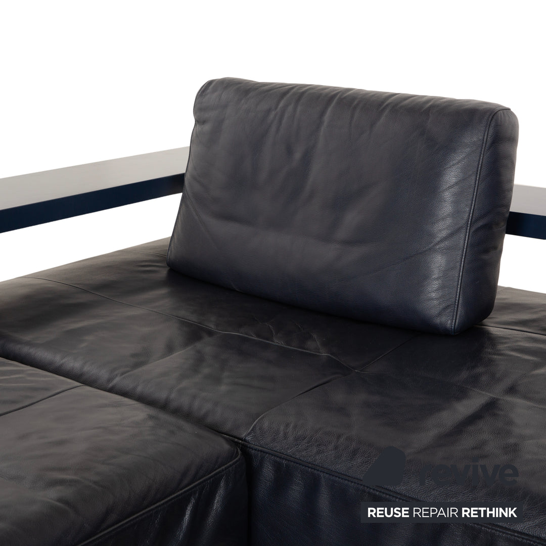 Canapé d'angle en cuir Rolf Benz Dono 6100 bleu foncé - Fonctionnement manuel