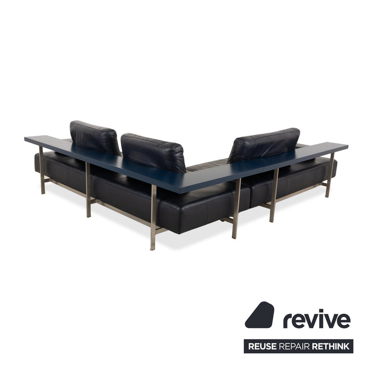 Canapé d'angle en cuir Rolf Benz Dono 6100 bleu foncé - Fonctionnement manuel