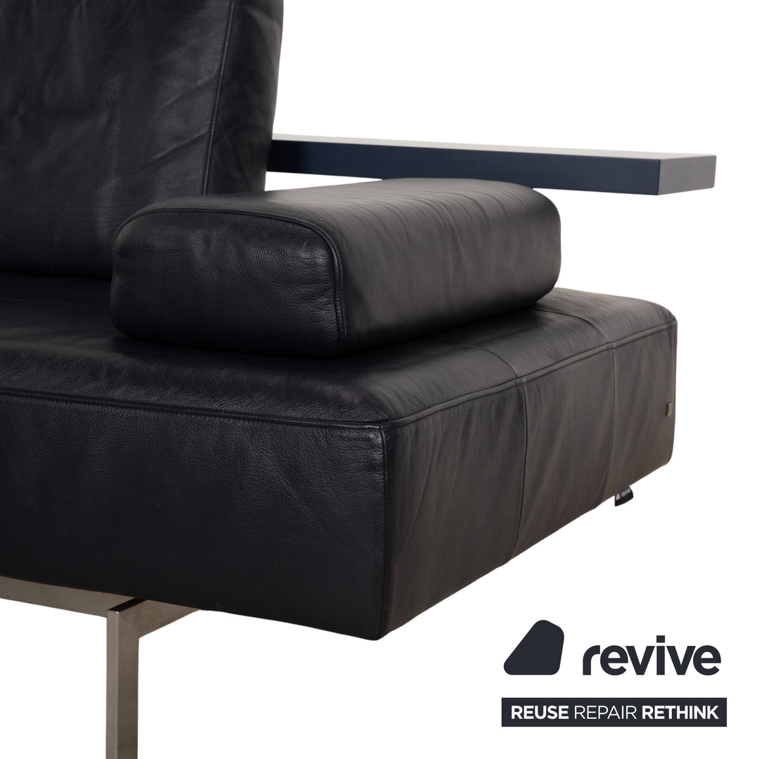 Canapé d'angle en cuir Rolf Benz Dono 6100 bleu foncé - Fonctionnement manuel
