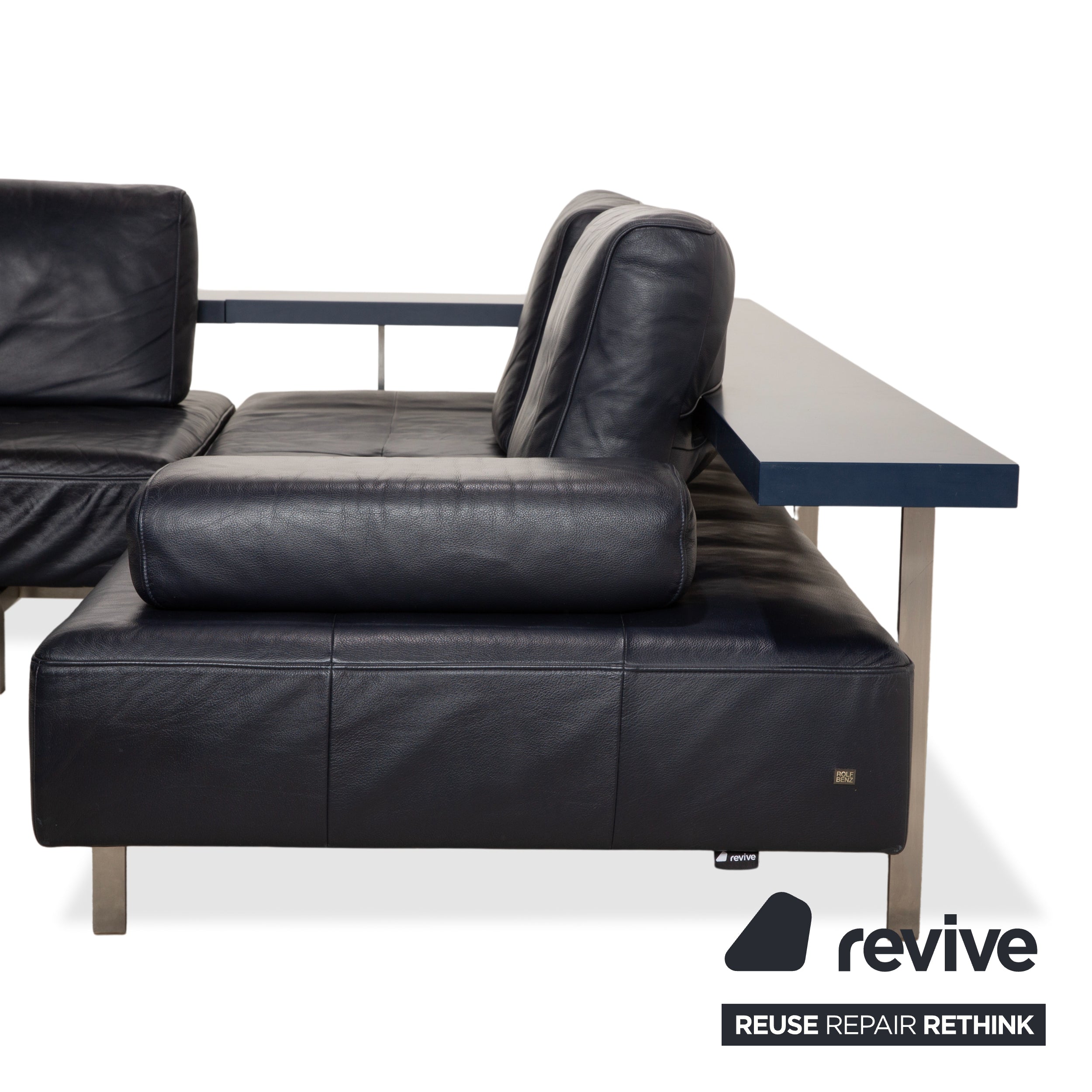 Rolf Benz Dono 6100 Leder Ecksofa Dunkelblau Sofa Couch manuelle Funktion