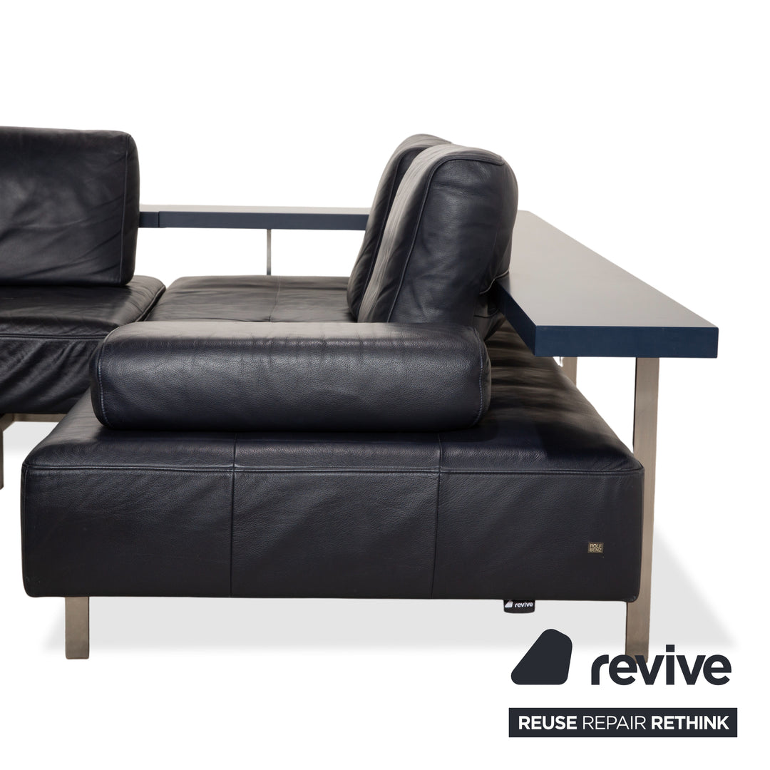 Canapé d'angle en cuir Rolf Benz Dono 6100 bleu foncé - Fonctionnement manuel