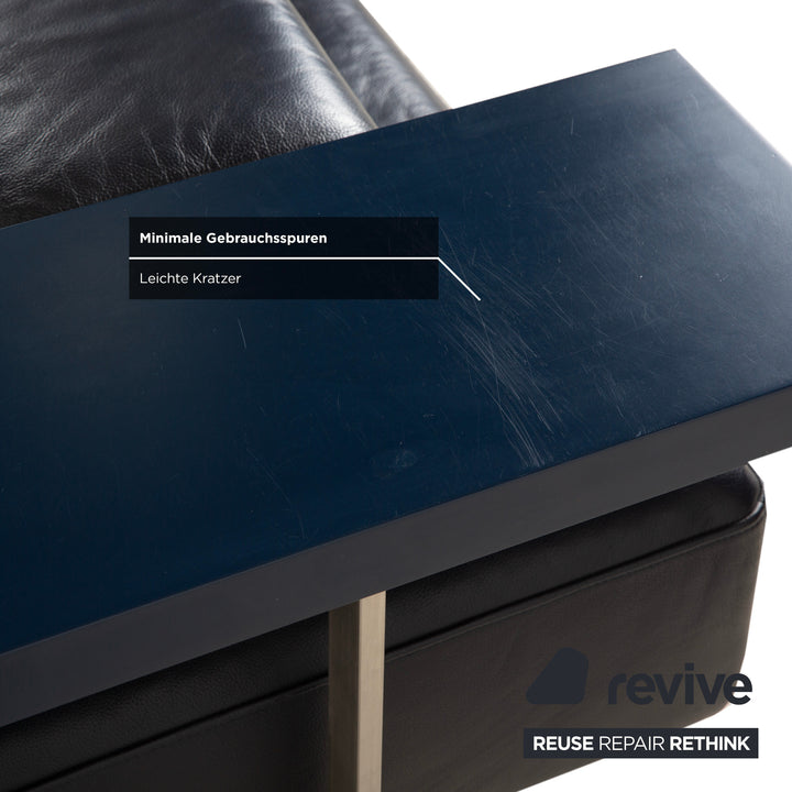 Canapé d'angle en cuir Rolf Benz Dono 6100 bleu foncé - Fonctionnement manuel
