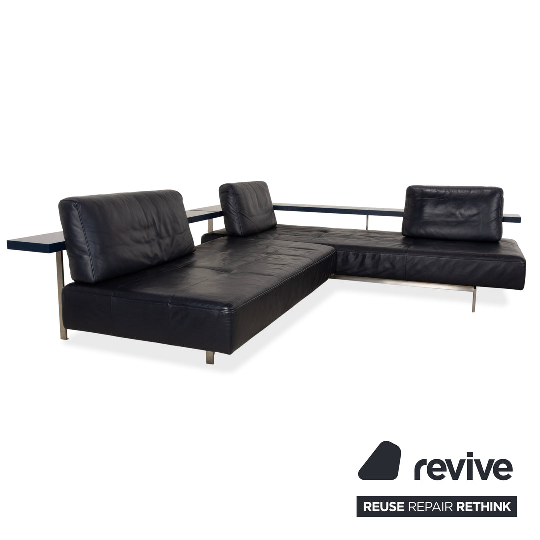Canapé d'angle en cuir Rolf Benz Dono 6100 bleu foncé - Fonctionnement manuel