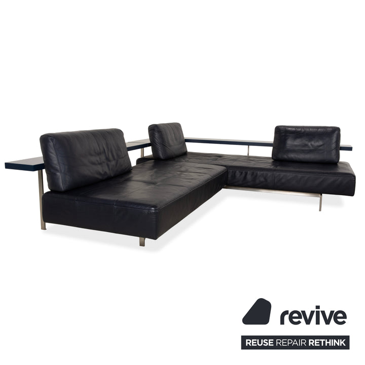 Canapé d'angle en cuir Rolf Benz Dono 6100 bleu foncé - Fonctionnement manuel