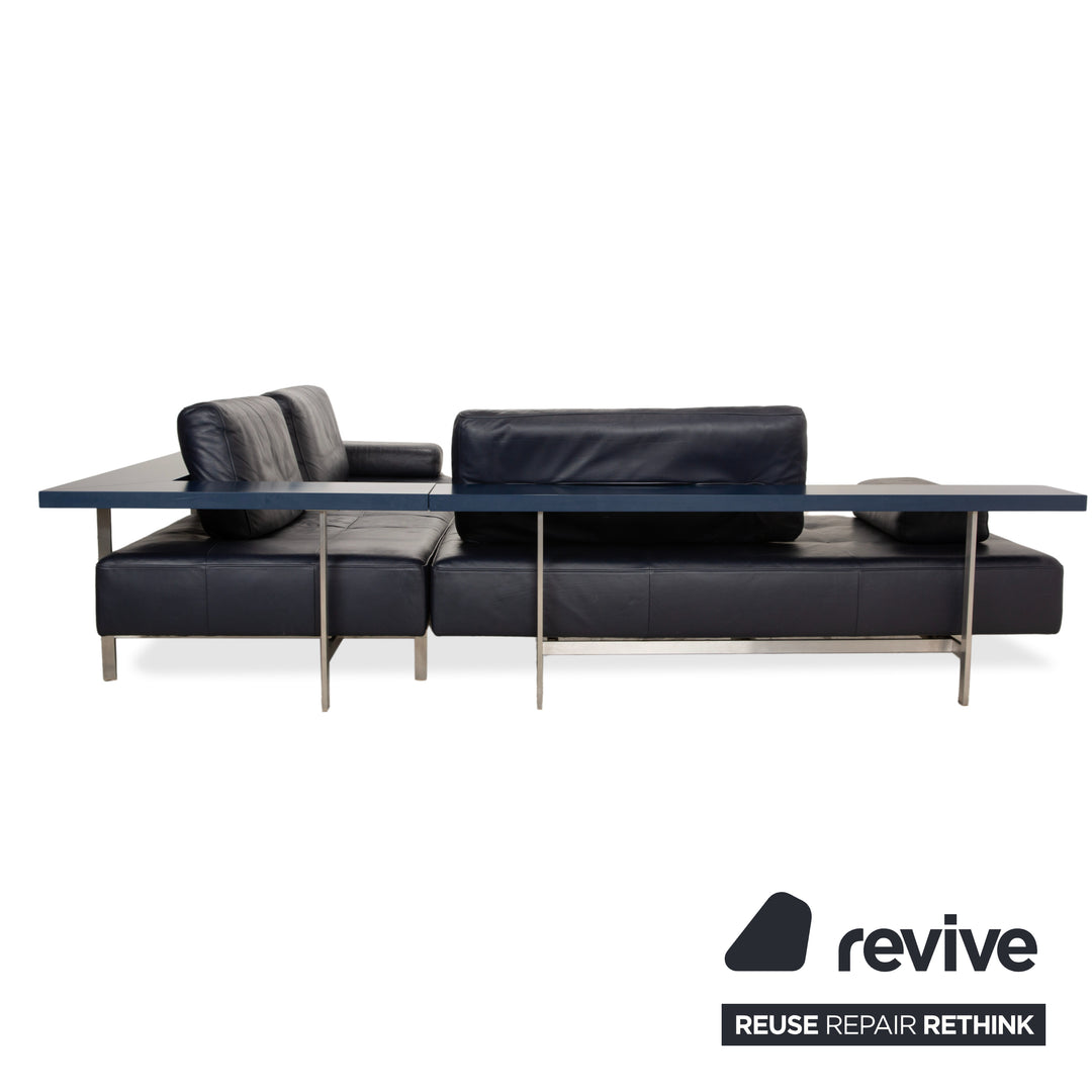 Canapé d'angle en cuir Rolf Benz Dono 6100 bleu foncé - Fonctionnement manuel